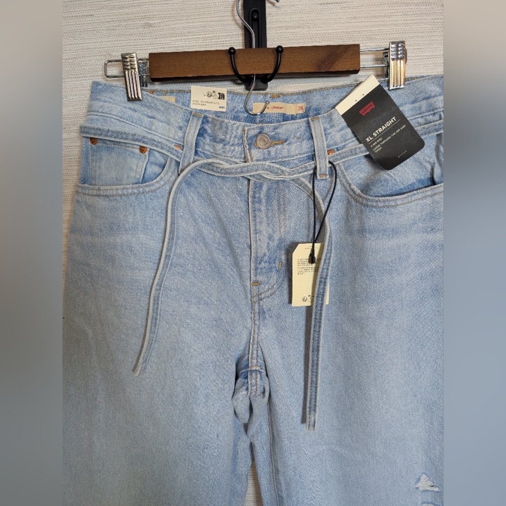 Free People Levi's XL Straight Karmas Coming Baggy Jeans Light Distressed NWT 28 - Picture 5 of 12